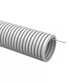 Труба гофрированная ПВХ d25мм с протяжкой сер. (уп.50м) TOKOV ELECTRIC TKE-TG/P-25-C06/50