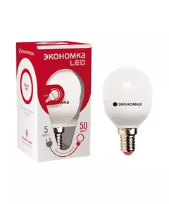 Лампа светодиодная GL45 5Вт шар 4500К бел. E14 350лм 220-240В 45мм ЭКОНОМКА Eco_LED5wGL45E1445