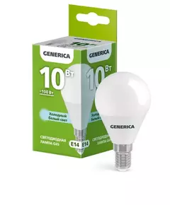 Лампа светодиодная G45 10Вт шар 6500К E14 230В GENERICA LL-G45-10-230-65-E14-G