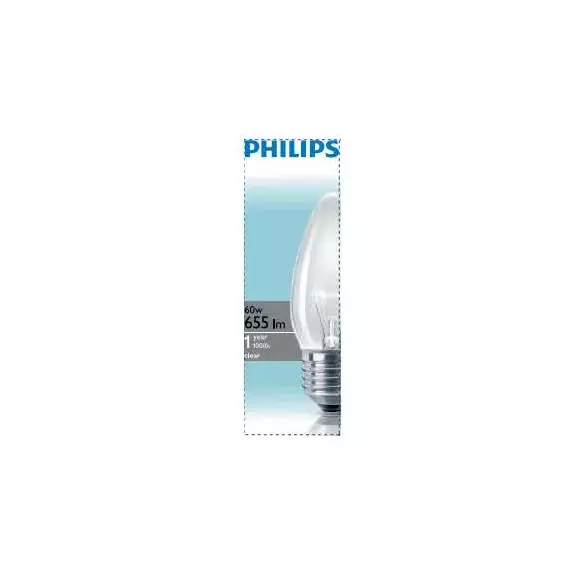 Лампа накаливания Stan 60Вт E27 230В B35 CL 1CT/10X10F Philips 921501544237