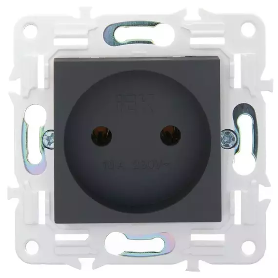 Розетка SKANDY 10А без заземл. без защ. шторок SK-R02G графит IEK SK-R10-10-K53, изображение 2