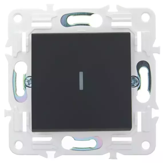 Выключатель проходной 1-кл. SKANDY 10А SK-V08G с индикацией графит IEK SK-V12-1-10-K53, изображение 2