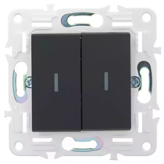 Выключатель проходной 2-кл. SKANDY 10А SK-V10G с индикацией графит IEK SK-V22-1-10-K53, изображение 2