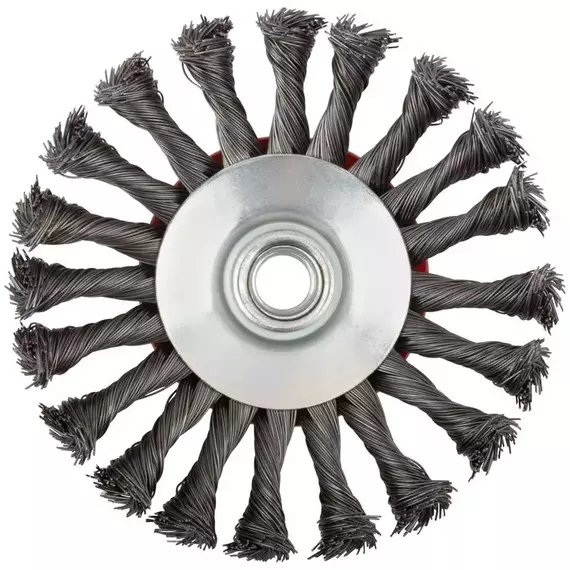 Корщетка-колесо с наклоном гайка М14 стальная витая проволока 125мм FIT 39116, изображение 2