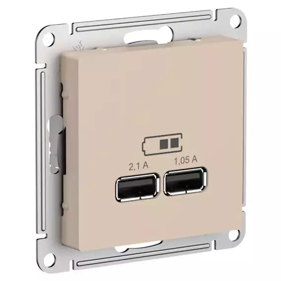 Розетка USB AtlasDesign тип A+A 5В/2.1А 2х5В/1.05А механизм песочн. SE ATN001233