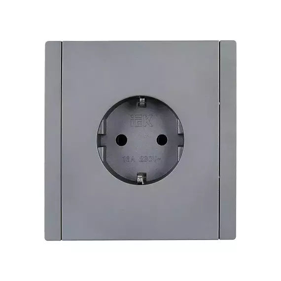 Розетка СП FORTE&PIANO FP513 16А с заземл. защ. шторки безвинт. крепл. сталь IEK FP-R14-16-1-K46, изображение 2