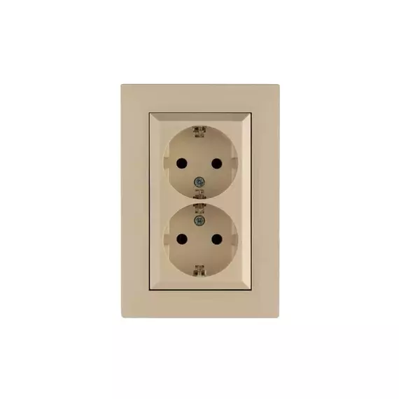 Розетка 2-я Karea RIZZ с заземл. крем Makel 88010082