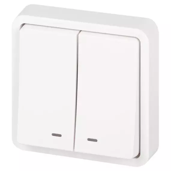 Выключатель Эксперт 11-1525-01 двойн. с подсветкой IP55 10АХ-250В СУ бел. Эра Б0063304