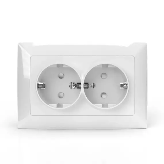 Розетка 2-м СП AVA 16А IP20 с заземл. защ. шторки в сборе бел. TOKOV LIGHT TKL-AV-R2FZSF-C01, изображение 2