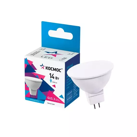 Лампа светодиодная JCDR 14Вт GU5.3 4500К 1260лм 174-265В КОСМОС LkecLED14wJCDRC45