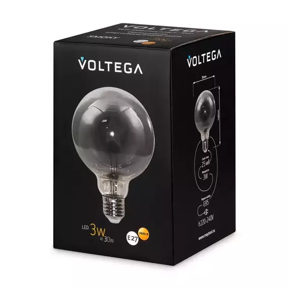 Лампа светодиодная Loft Led G95 3Вт 3000К E27 Voltega 8521, изображение 7