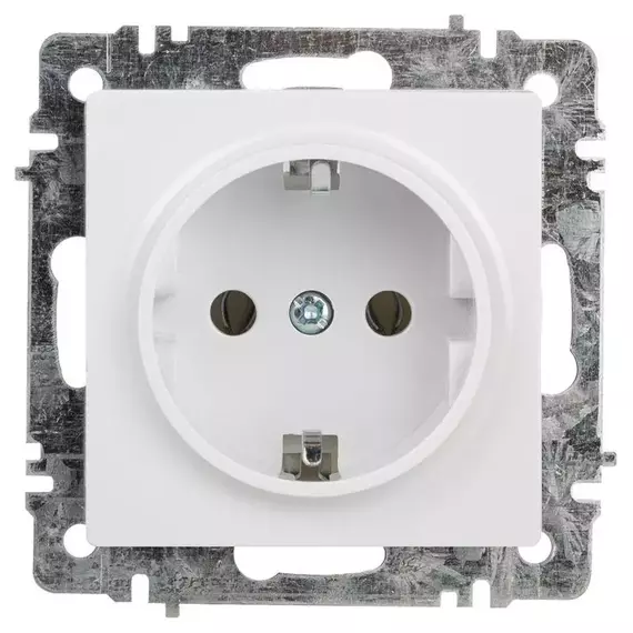 Розетка 1-м СП Accent 6-202-01 16А IP20 250В 2P+E Schuko AL/CU бел. Intro Б0063678