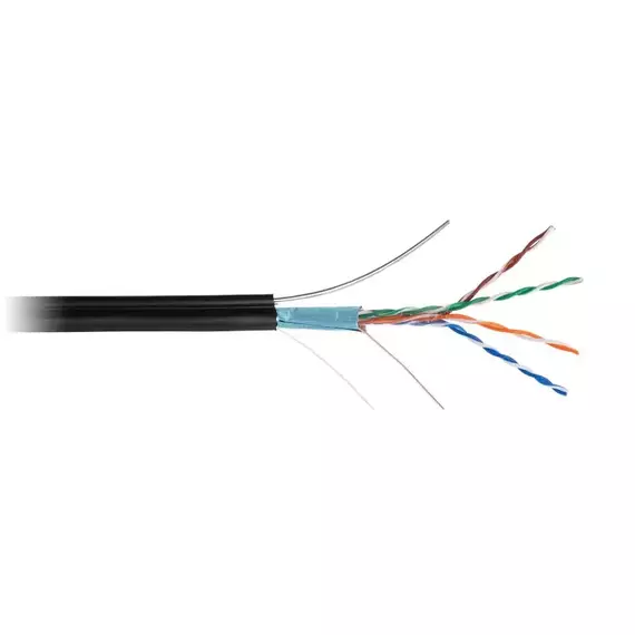 Кабель витая пара F/UTP кат.5E 4х2х24AWG solid PE OUTDOOR черн. (уп.305м) NETLAN EC-UF004-5E-PE-SW-BK