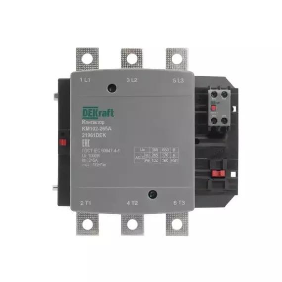 Контактор 265А 220В АС АС3 АС4 1НО+1НЗ КМ-102 DEKraft 21961DEK, изображение 2