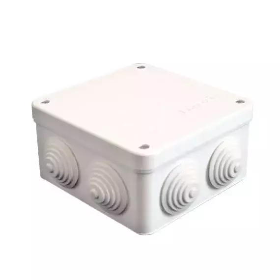 Коробка распределительная ОП 105х105х56мм IP54 7 выходов 4 гермоввода крышка на винтах бел. Epplast 110041