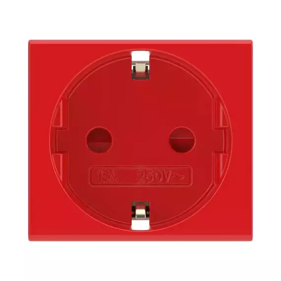 Розетка 1-м СП 2мод. Viva 16А IP20 2Р+Е с заземл. защ. шторки красн. DKC 45015