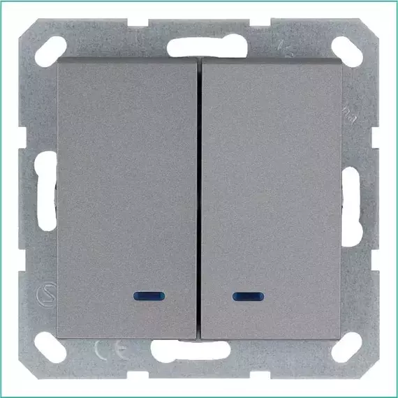 Выключатель 2-кл. 10А IP20 с подсветкой механизм алюм. Jasmart G3023NS