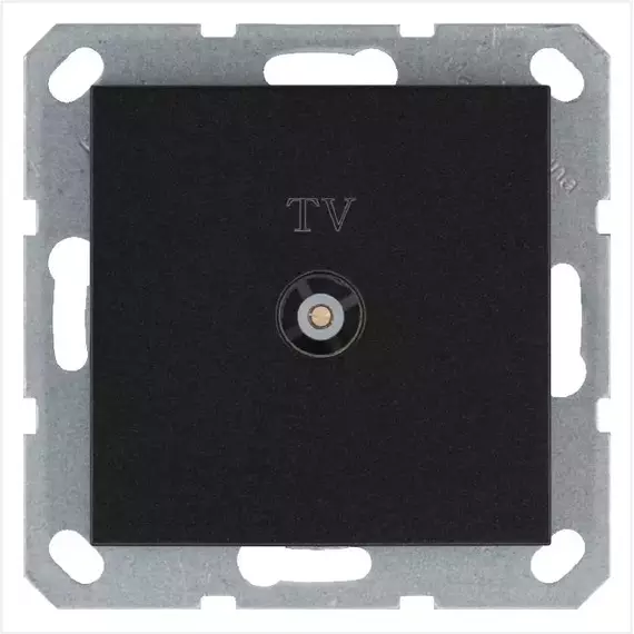 Розетка телевизионная оконечная TV Ф9.5мм механизм антрацит Jasmart G6001B