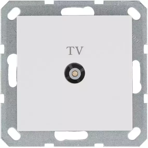 Розетка телевизионная проходная TV Ф9.5мм механизм бел. глянцевый Jasmart G6002W