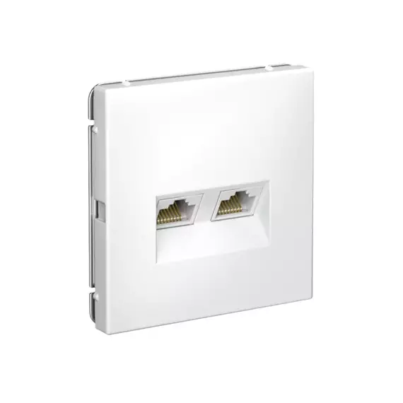 Розетка компьютерная 2-м ArtGallery RJ45 + RJ45 кат.5E механизм бел. SE GAL000185, изображение 2