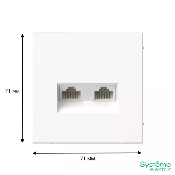 Розетка компьютерная 2-м ArtGallery RJ45 + RJ45 кат.5E механизм бел. SE GAL000185, изображение 3