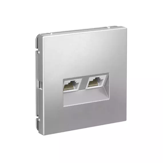 Розетка компьютерная 2-м ArtGallery RJ45 + RJ45 кат.5E механизм алюм. SE GAL000385, изображение 3