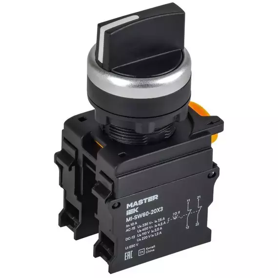 Переключатель 3 полож. 2НЗ черн. MASTER IEK MI-SW60-20X3-5-24-3-K02