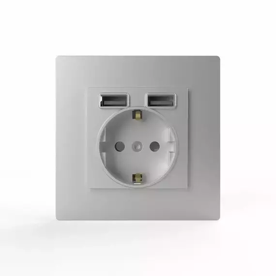 Розетка 1-м СП Pixel IP20 с заземл. с 2-мя заряд. устр. USB тип A+A механизм айс TOKOV ELECTRIC TKE-PX-R1U2A-C34, изображение 4