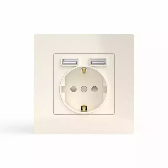 Розетка 1-м СП Pixel с заземл. с 2-мя заряд. устр. USB тип A+A механизм беж. TOKOV ELECTRIC TKE-PX-R1U2A-C02, изображение 3