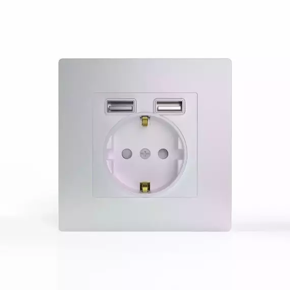 Розетка 1-м СП Pixel IP20 с заземл. с 2-мя заряд. устр. USB тип A+A механизм перламутр. TOKOV ELECTRIC TKE-PX-R1U2A-C04, изображение 4