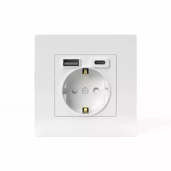 Розетка 1-м СП Pixel IP20 с заземл. с 2-мя заряд. устр. USB тип A+C механизм бел. TOKOV ELECTRIC TKE-PX-R1U2AC-C01, изображение 3