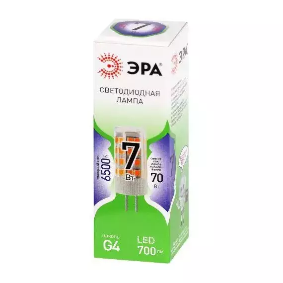Лампа светодиодная GREEN LINE LED G4-JC-7W-865-12V GL G4 7Вт капсула 6500К холод. бел. Эра Б0067194, изображение 2