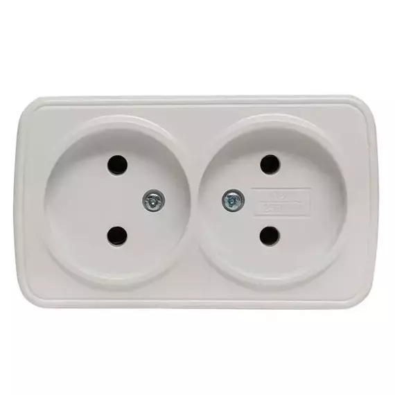 Розетка 2-м ОП Минск 10А IP20 без заземл. бел. Basic EKF EGR10-102-10, изображение 4