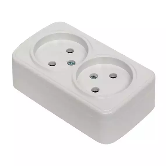 Розетка 2-м ОП Минск 10А IP20 без заземл. бел. Basic EKF EGR10-102-10, изображение 7