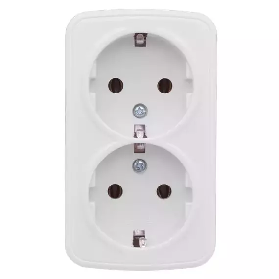 Розетка 2-м ОП Минск 16А IP20 с заземл. бел. Basic EKF EGR16-128-10