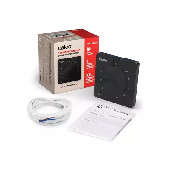 Терморегулятор C430 black встраиваемый аналоговый 3.5кВт CALEO 0К-00000791, изображение 5
