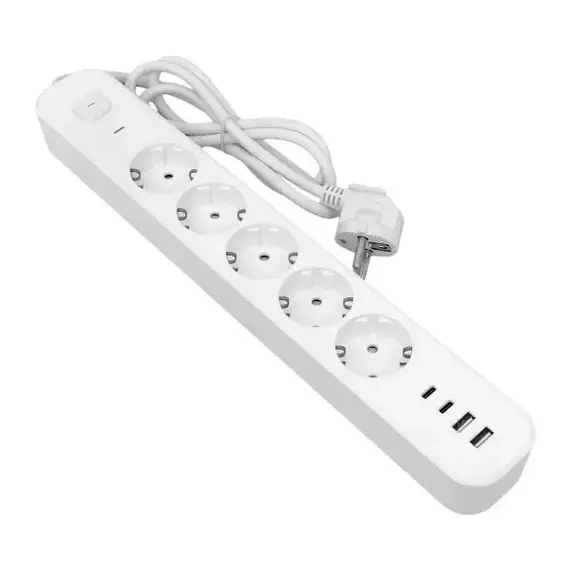 Удлинитель 5х3м IP20 2USB 2.4А+2type-C LUX 1.5кв.мм EKF UBA-LUX-503-TC