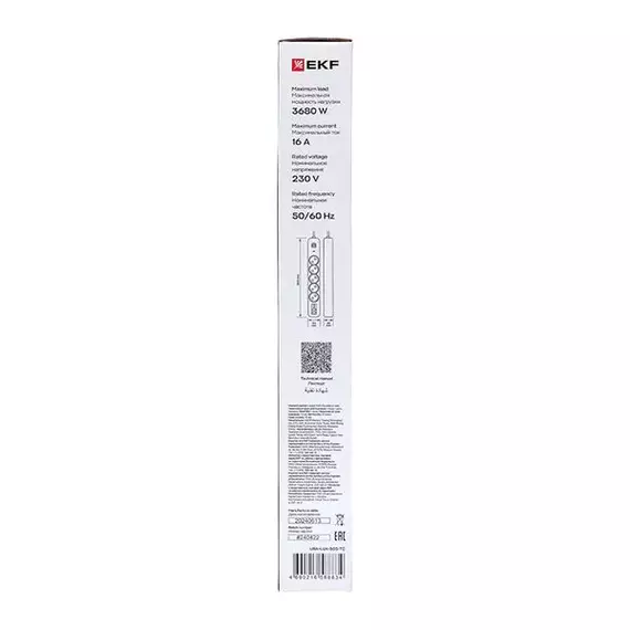 Удлинитель 5х5м IP20 2USB 2.4А+2type-C LUX 1.5кв.мм EKF UBA-LUX-505-TC, изображение 10