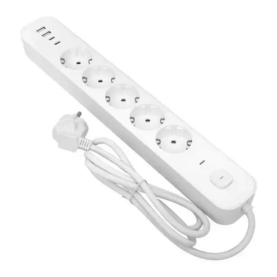 Удлинитель 5х1.5м IP20 2USB 2.4А+2type-C LUX 1.5кв.мм EKF UBA-LUX-515-TC, изображение 2