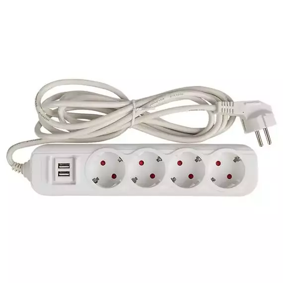 Удлинитель 4х3м 16А IP20 Эксперт 3.5кВт 2хUSB 2.1А ПВС 3х1 PROxima EKF UBA16-2USB-4-03i, изображение 4