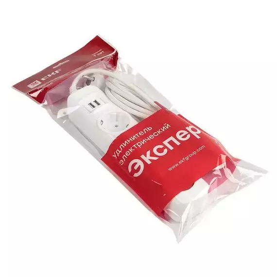 Удлинитель 4х5м 16А IP20 Эксперт 3.5кВт 2хUSB 2.1А ПВС 3х1 PROxima EKF UBA16-2USB-4-05i, изображение 2