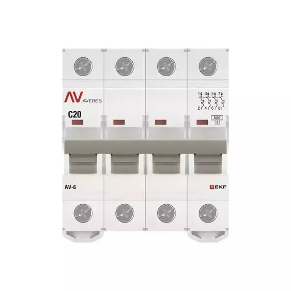 Выключатель автоматический модульный 4п C 20А 6кА AV-6 AVERES EKF mcb6-4-20C-av, изображение 4