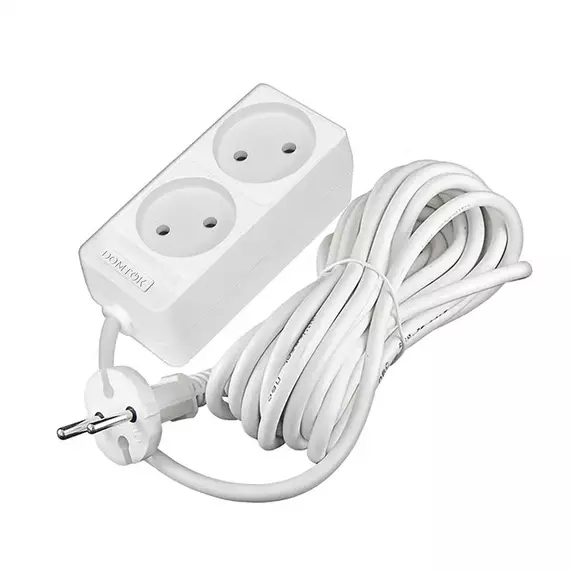 Удлинитель 2х7м без заземл. 10А IP20 2.2кВт ПВС 2х1 бел. DOMTOK 2348, изображение 3
