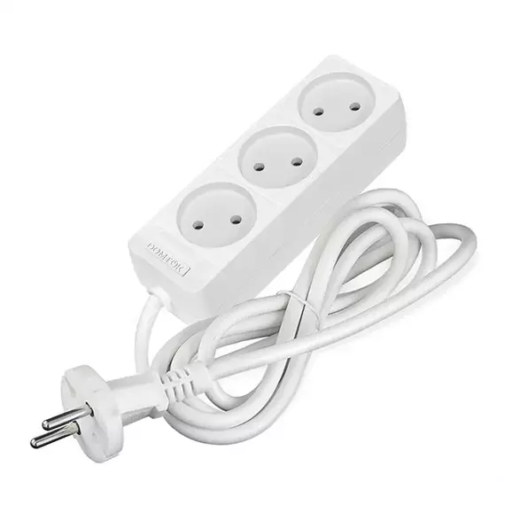 Удлинитель 3х1.5м без заземл. 10А IP20 2.2кВт ПВС 2х1 бел. DOMTOK 2349, изображение 3