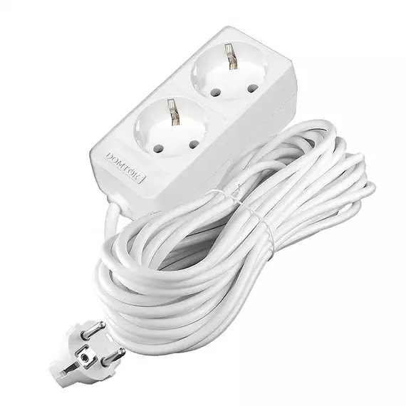 Удлинитель 2х10м с заземл. 16А IP20 3.5кВт ПВС 3х1 бел. DOMTOK 2385, изображение 3