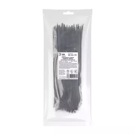 Хомут кабельный Simple 3.6х200 черн. NO-224-199 (уп.100шт) Эра Б0066033, изображение 2