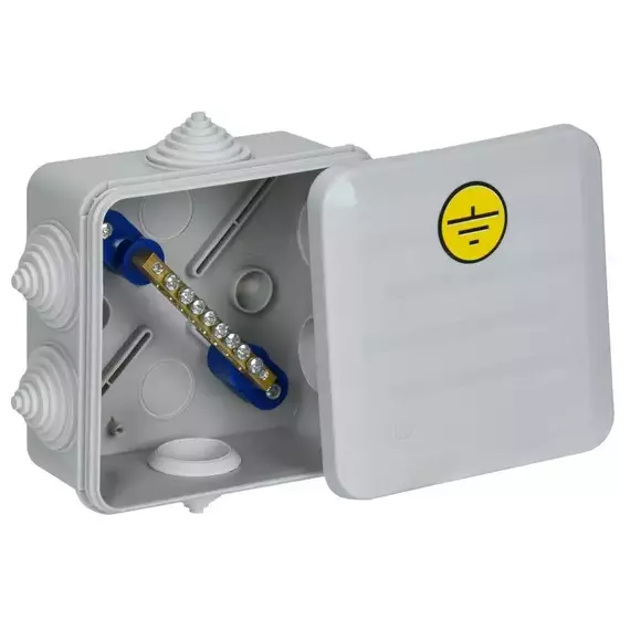 Коробка КУП КМ41361 100х100х50 IP44 6 вводов (7035) IEK UKO21-100-100-050-K41-55U