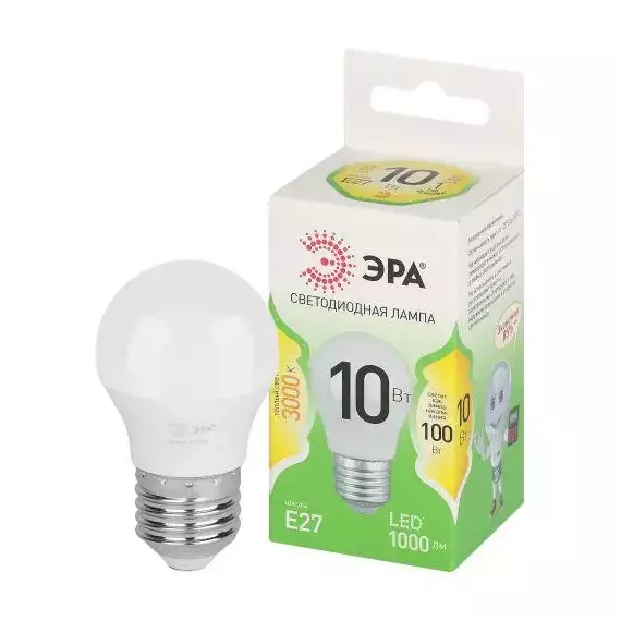 Лампа светодиодная GREEN LINE P45-10W-830-E27 GL 10Вт шар 3000К свет тепл. E27 Эра Б0066977