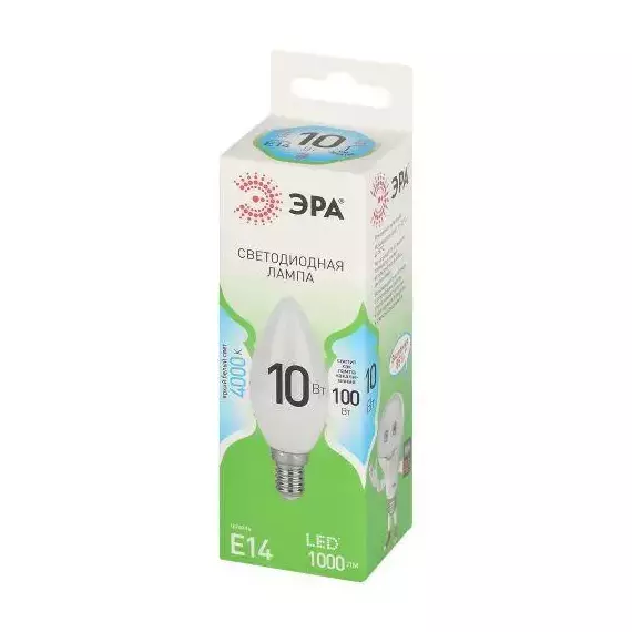 Лампа светодиодная GREEN LINE B35-10W-840-E14 GL 10Вт свеча 4000К яркий свет бел. E14 Эра Б0067093, изображение 2