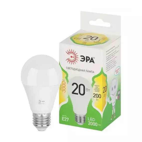 Лампа светодиодная GREEN LINE A60-20W-830-E27 GL 20Вт груша 3000К свет тепл. E27 Эра Б0067106